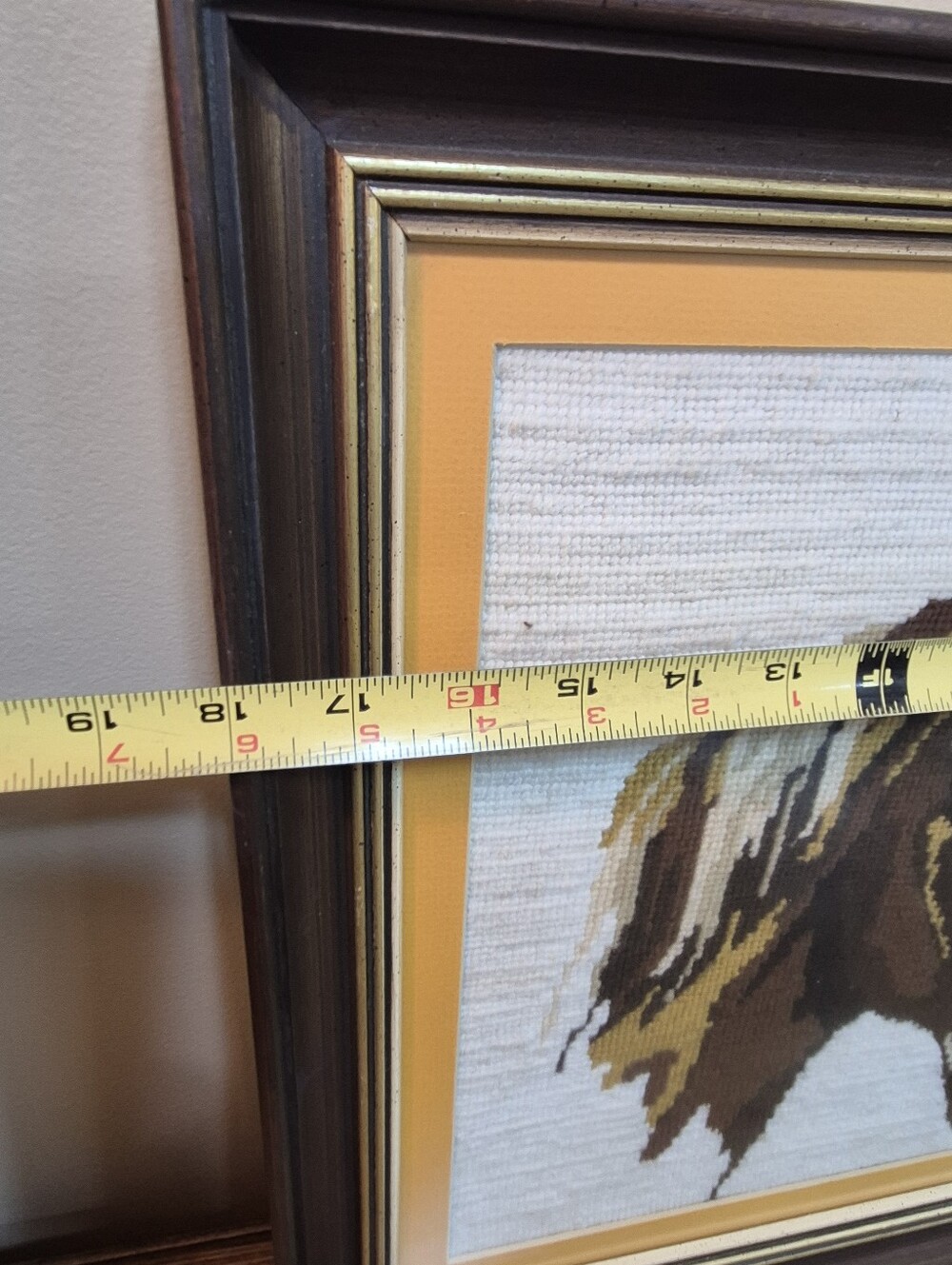 VINTAGE Horse Embroidery Needlepoint Framed Wall Art - Picture 12 of 15